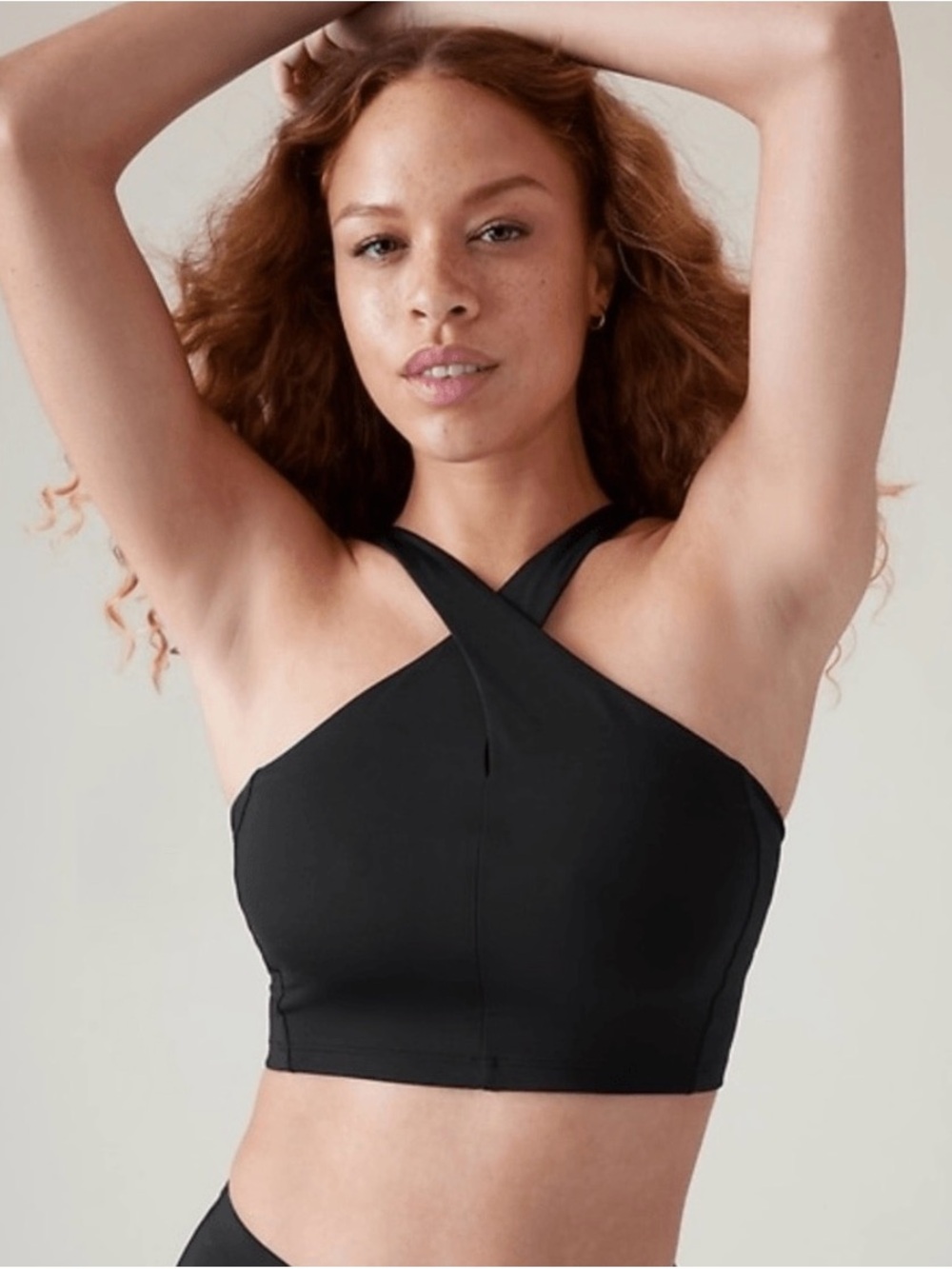 Athleta Crossed Bikini Top Black Medium? High Neck Criss Cross Swim Adjustable